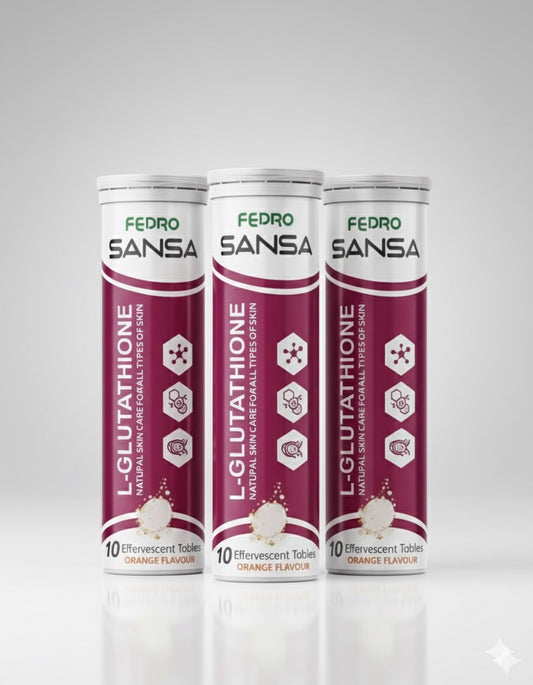 SANSA L-Glutathione Effervescent
Tablets - Skin Whitening,
Brightening & Daily Glow Drink (Orange Flavour)