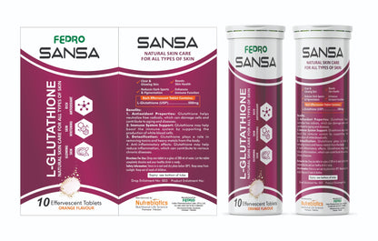 SANSA L-Glutathione Effervescent
Tablets - Skin Whitening,
Brightening & Daily Glow Drink (Orange Flavour)