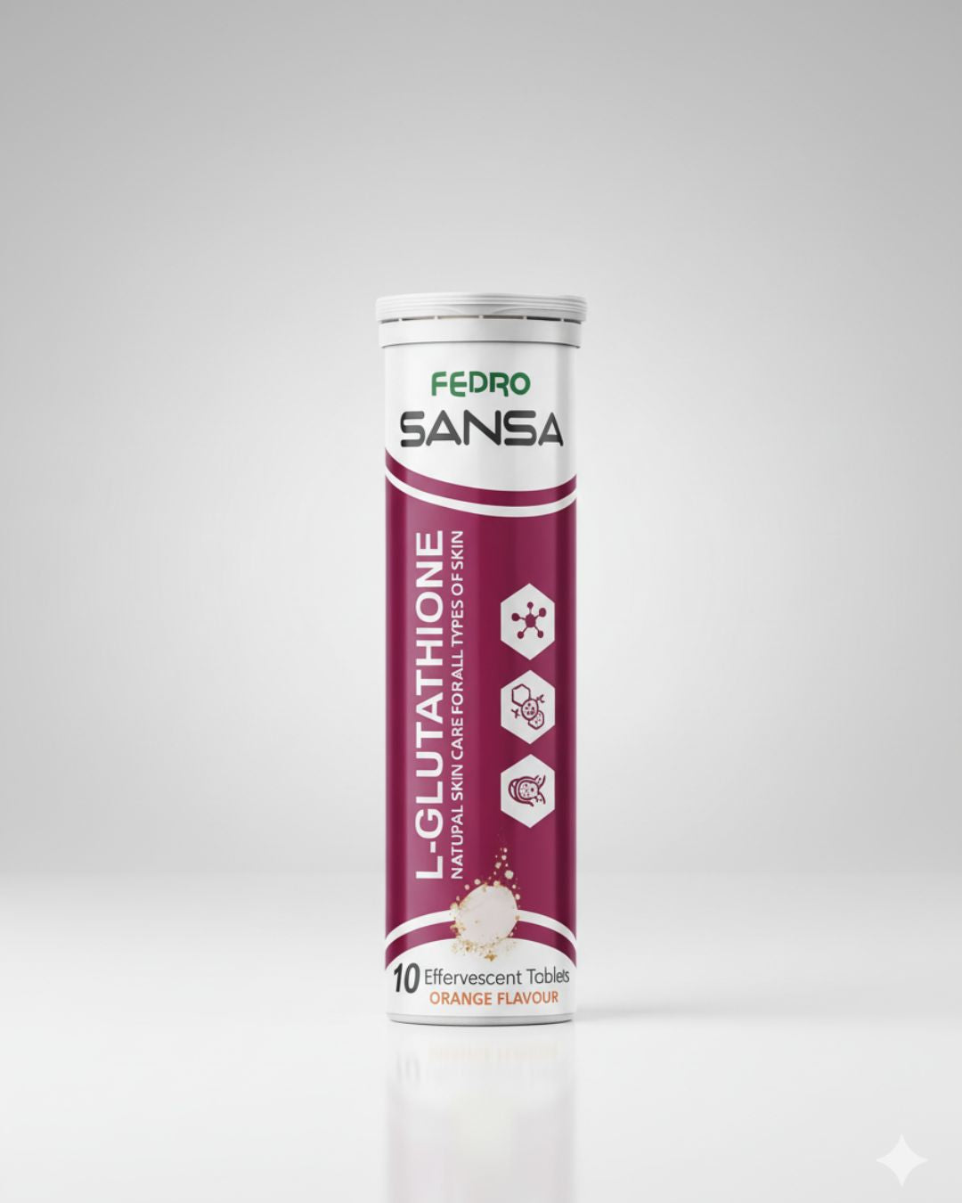 SANSA L-Glutathione Effervescent
Tablets - Skin Whitening,
Brightening & Daily Glow Drink (Orange Flavour)