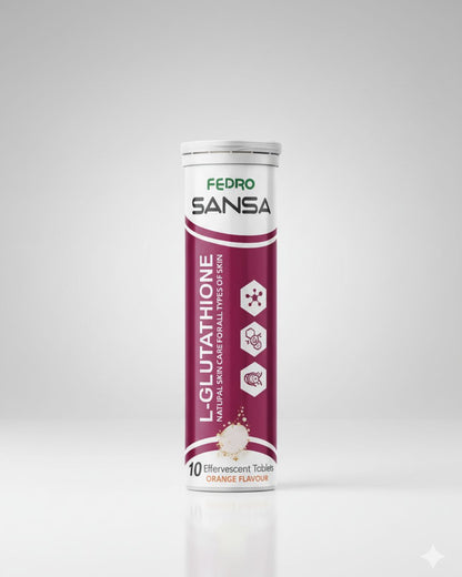 SANSA L-Glutathione Effervescent
Tablets - Skin Whitening,
Brightening & Daily Glow Drink (Orange Flavour)