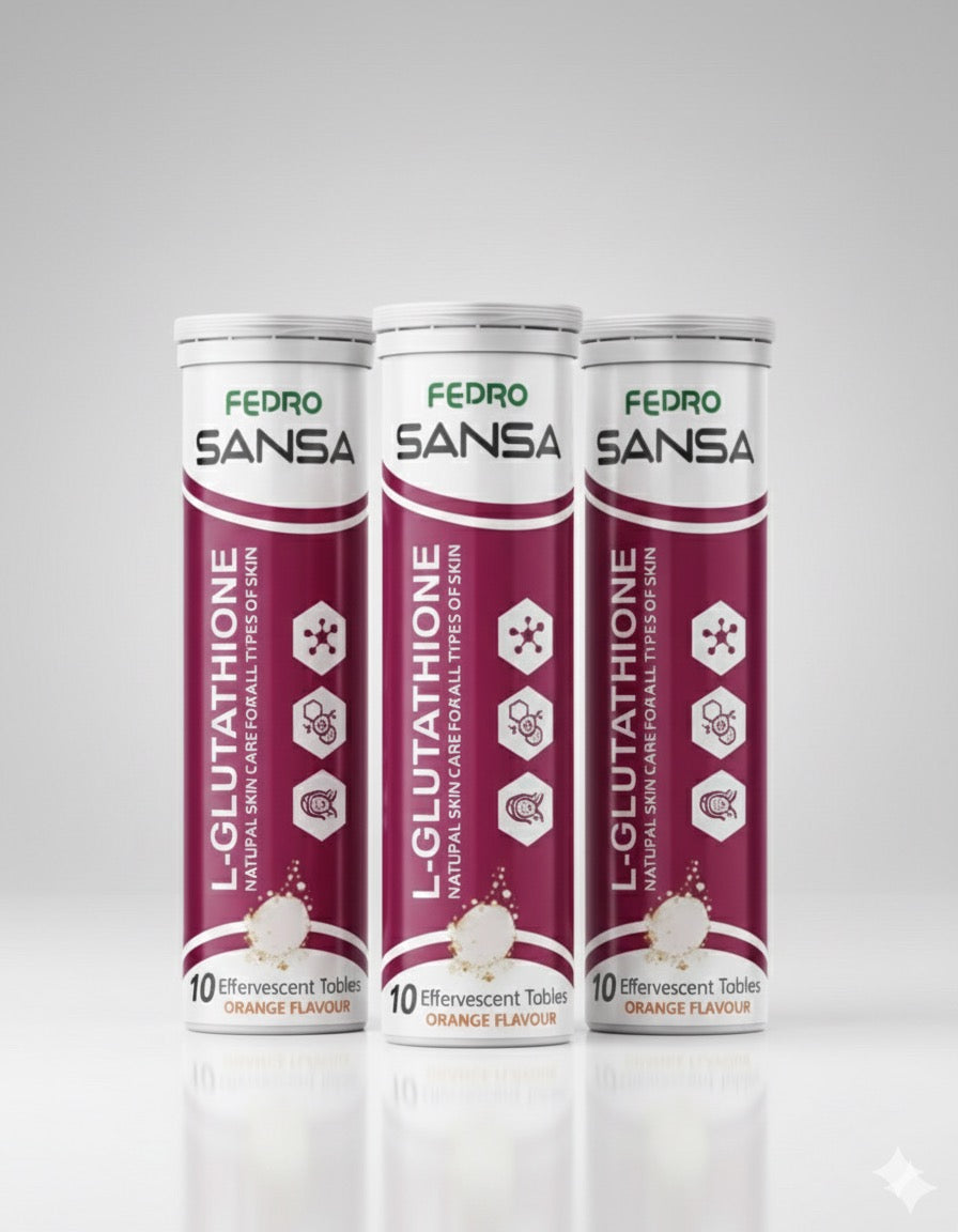 SANSA L-Glutathione Effervescent
Tablets - Skin Whitening,
Brightening & Daily Glow Drink (Orange Flavour)