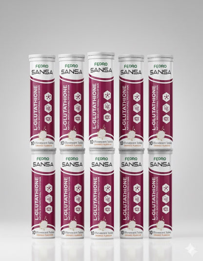 SANSA L-Glutathione Effervescent
Tablets - Skin Whitening,
Brightening & Daily Glow Drink (Orange Flavour)